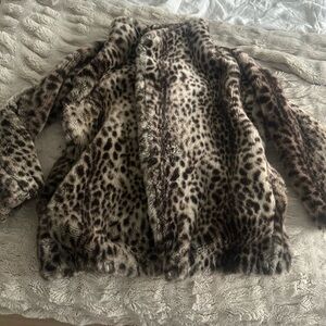 Zara Animal Print Faux Fur Jacket
